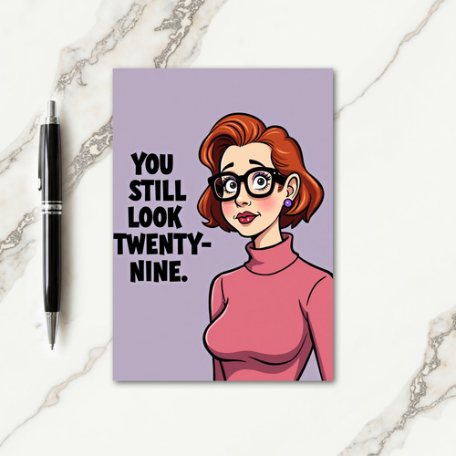 Joyful Birthday Spectacled Woman Card