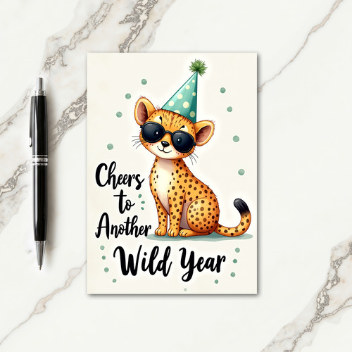 Joyful Birthday Spotted Cat Card