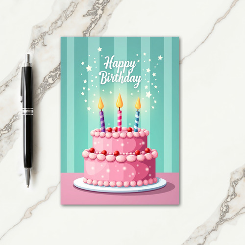 Joyful Birthday Striped Candles Card