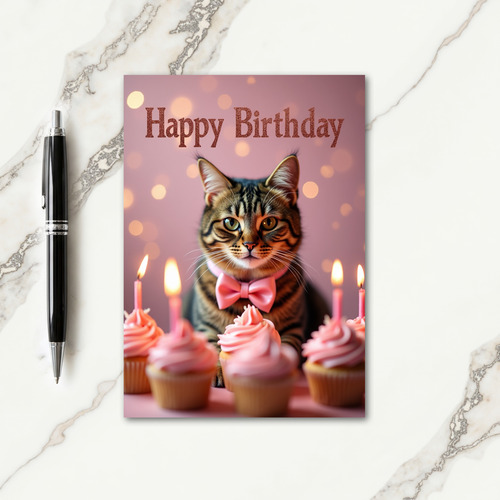 Joyful Birthday Tabby Cupcake Card