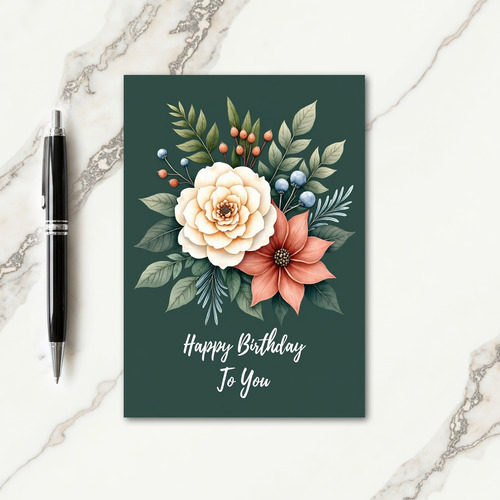 Joyful Birthday Teal Bloom Card