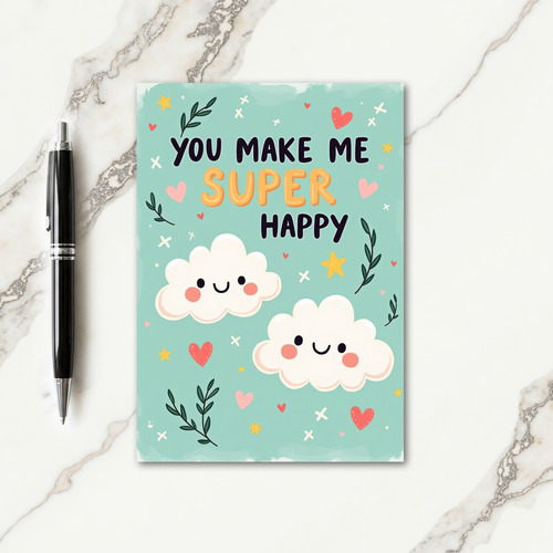 Joyful Birthday Teal Cloud Card