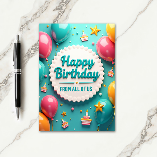 Joyful Birthday Teal Plaque Card