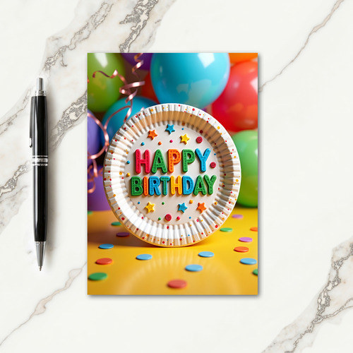 Joyful Birthday Textured Plate Card