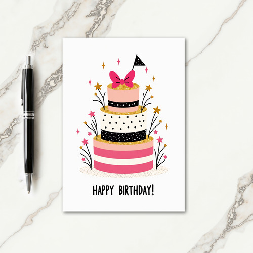 Joyful Birthday Tiered Cake Card