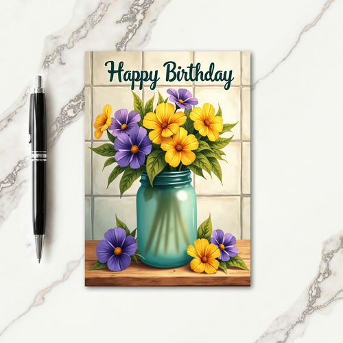 Joyful Birthday Vibrant Blossom Card