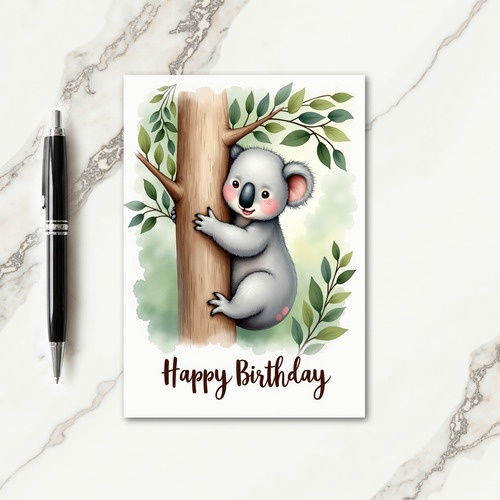 Joyful Birthday Watercolor Animal Card