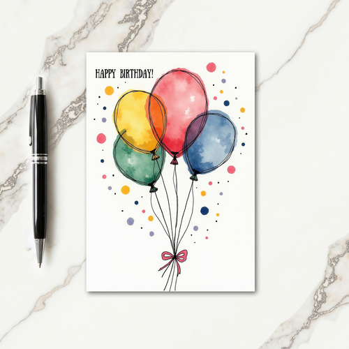 Joyful Birthday Watercolor Balloon Card