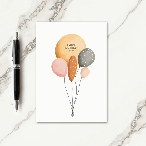 Joyful Birthday Watercolor Balloons Card