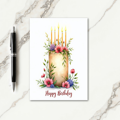 Joyful Birthday Watercolor Cake Card