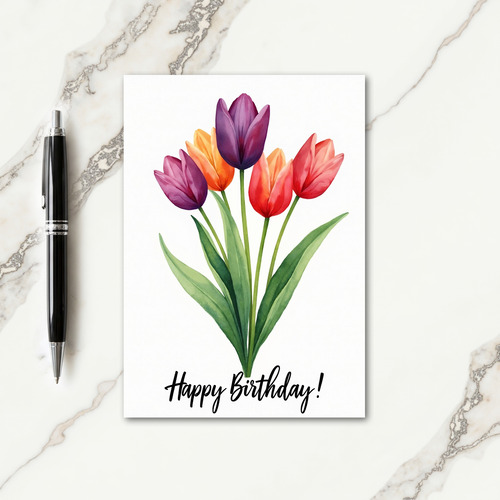 Joyful Birthday Watercolor Floral Card