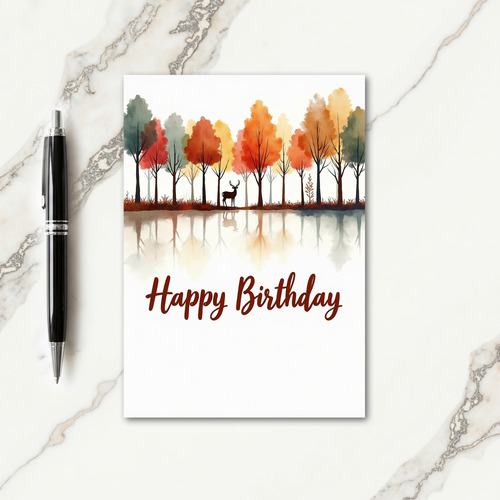 Joyful Birthday Watercolor Forest Card