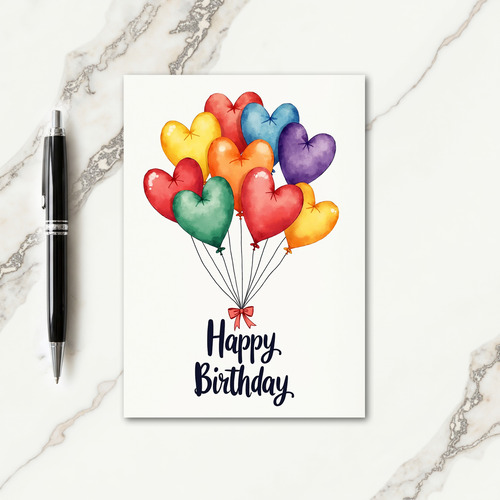 Joyful Birthday Watercolor Hearts Card