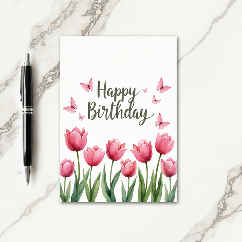 Joyful Birthday Watercolor Tulips Card