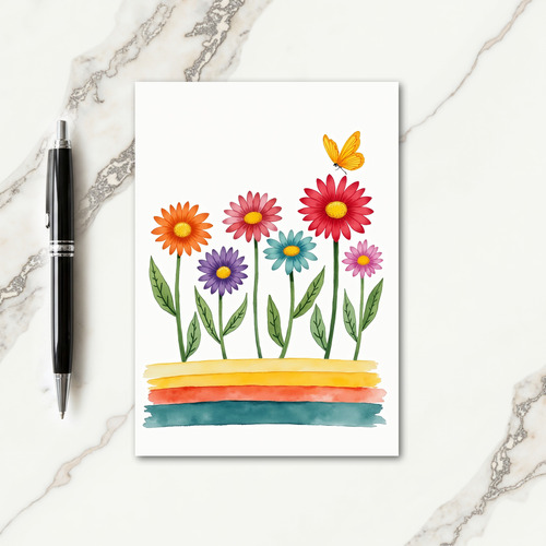 Joyful Birthday Whimsical Floral Card