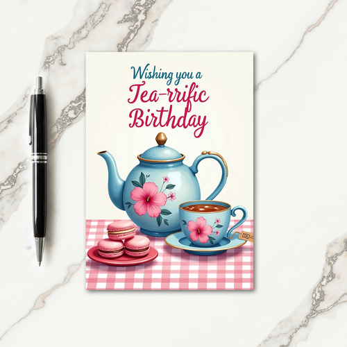 Joyful Birthday Whimsical Tea Card