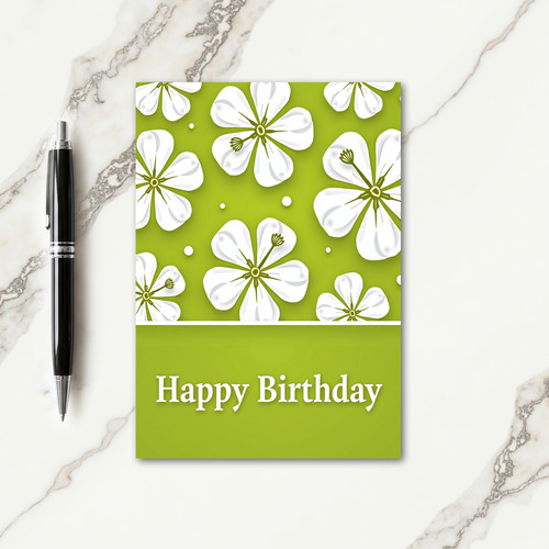 Joyful Birthday White Floral Card