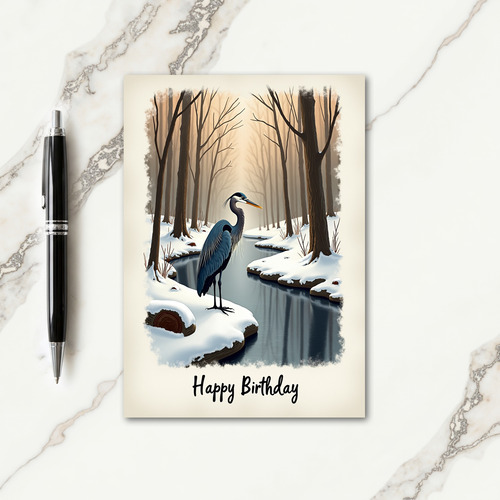 Joyful Birthday Winter Bird Card