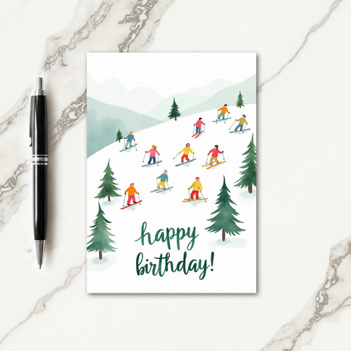 Joyful Birthday Winter Slope Card