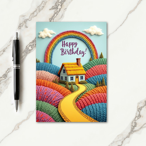 Joyful Birthday Yarn House Card