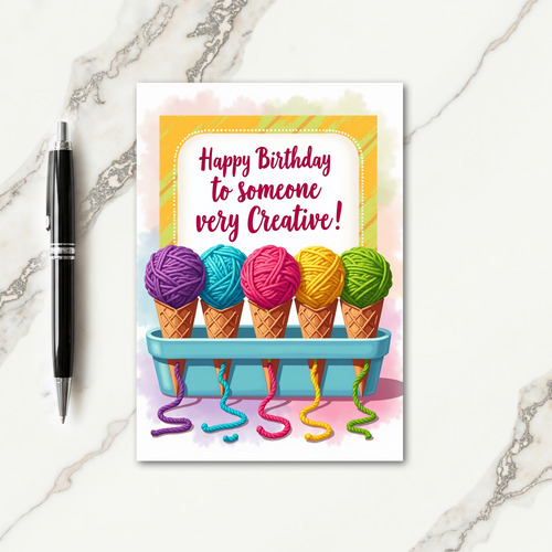 Joyful Birthday Yarn Scoop Card