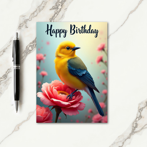 Joyful Birthday Yellow Bird Card