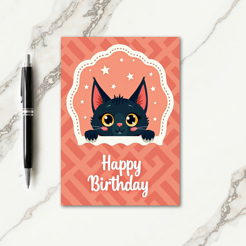 Joyful Black Cat Birthday Card