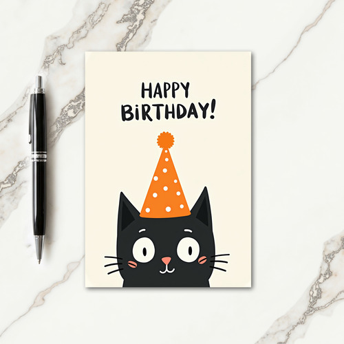 Joyful Black Cat Party Card