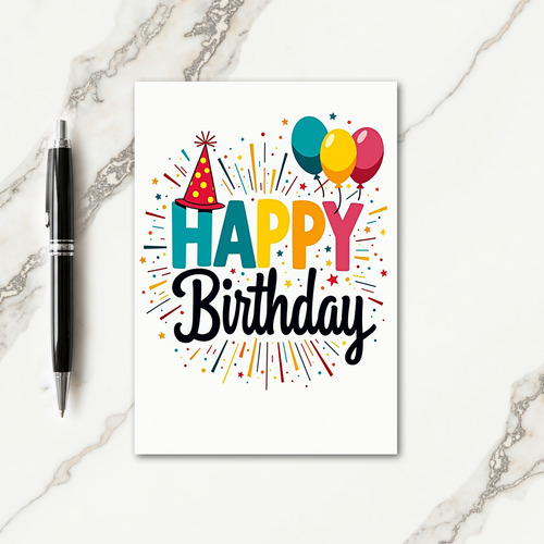 Joyful Block Letter Birthday Card