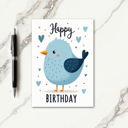 Joyful Blue Bird Birthday Card