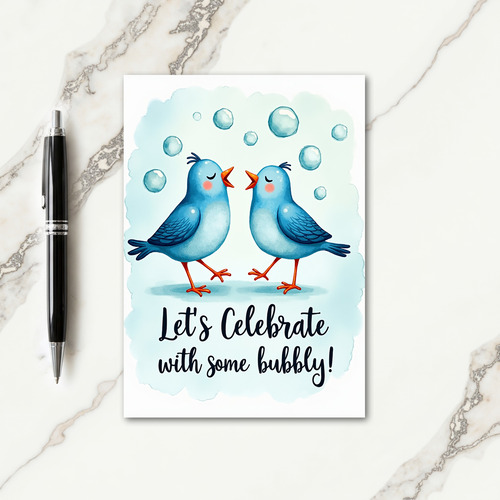 Joyful Blue Birds Birthday Card