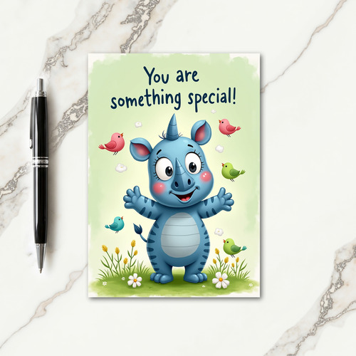 Joyful Blue Creature Birthday Card