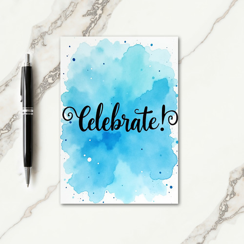 Joyful Blue Wash Birthday Card