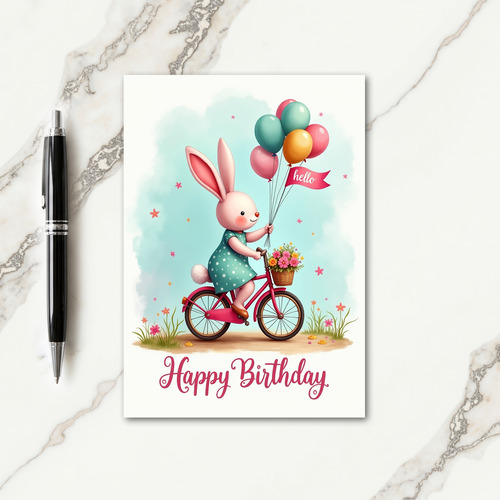 Joyful Bunny Bicycle Card