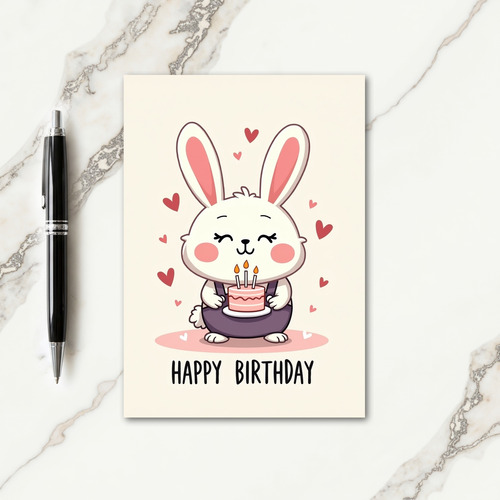 Joyful Bunny Cake Birthday Card