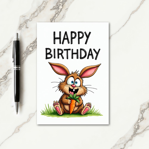 Joyful Bunny Illustration Card