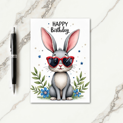 Joyful Bunny Shades Birthday Card