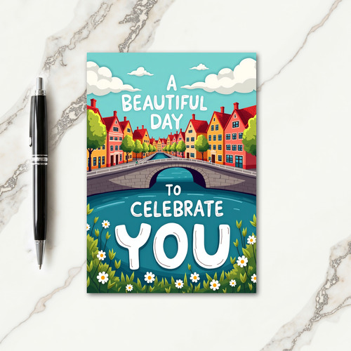 Joyful Canal Town Birthday Card