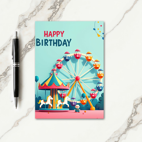 Joyful Carousel Birthday Card