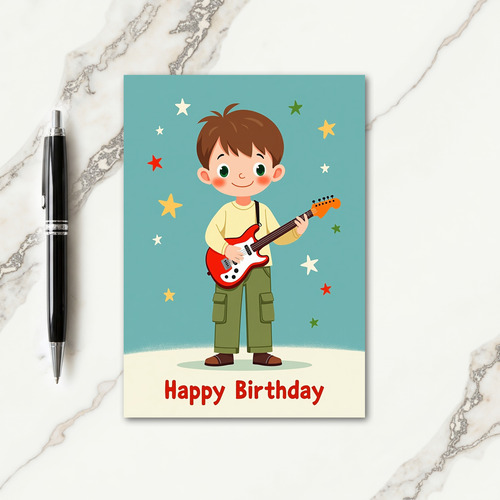 Joyful Cartoon Boy Birthday Card