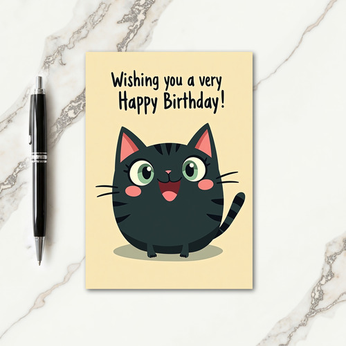 Joyful Cartoon Cat Birthday Card