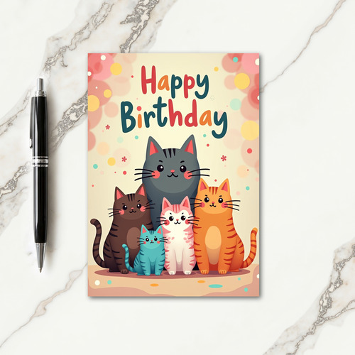 Joyful Cartoon Cats Card