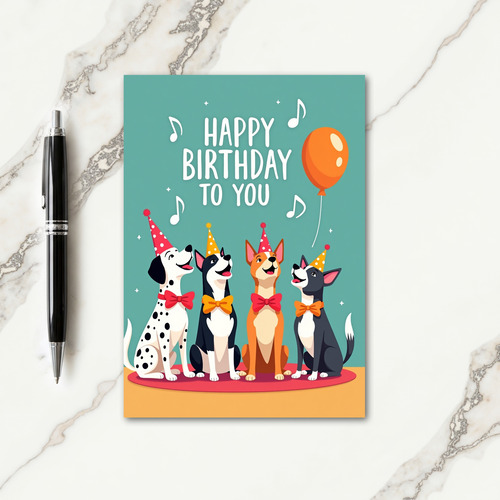 Joyful Cartoon Dogs Birthday Card