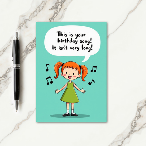 Joyful Cartoon Girl Birthday Card