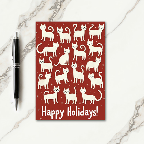 Joyful Cat Art Christmas Card