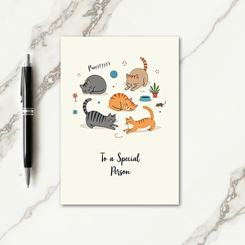 Joyful Cat Group Birthday Card