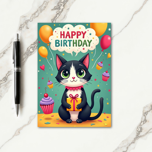 Joyful Cat Illustration Card