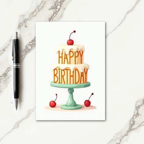 Joyful Cherry Cake Card