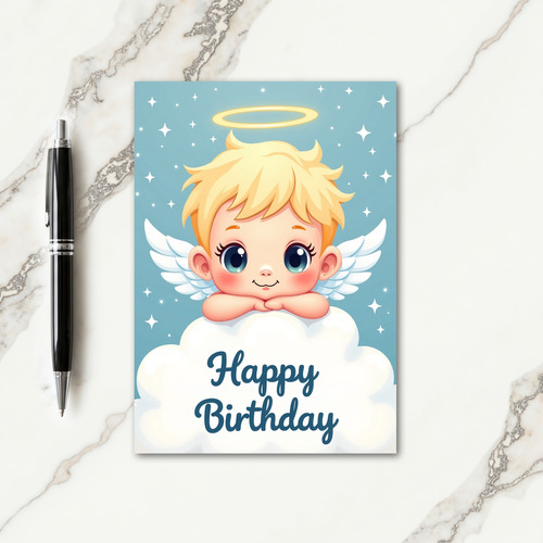 Joyful Cherub Birthday Card