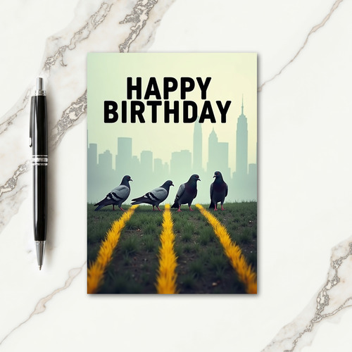Joyful City Birds Birthday Card